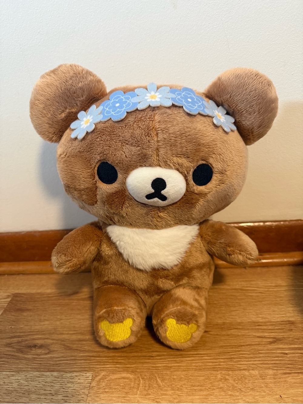 12 inch San-X Chairoikoguma Rilakkuma Bear Plush Flower Crown